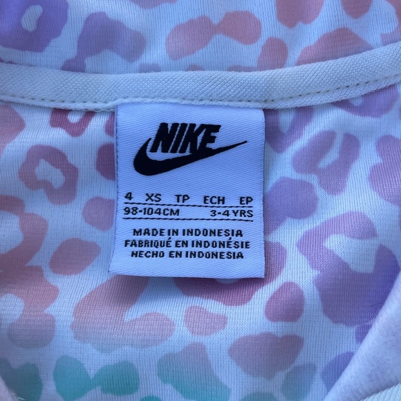 Nike Girls Pastel Leopard Animal Print Full zip up jacket hooded Size XS/4 Girly - Picture 3 of 4